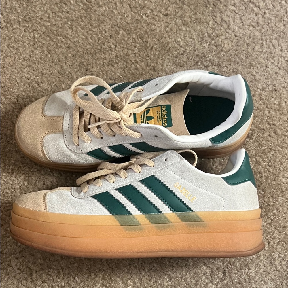 Adidas Women's Green and Beige Sneakers